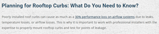 Planning for Rooftop Curbs